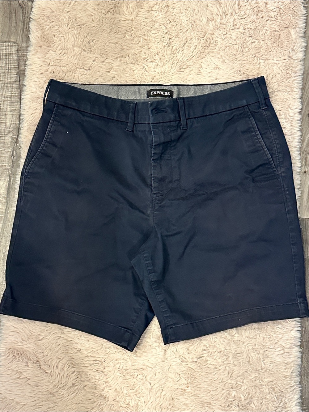 Express Men's Dark Navy Flat Front Chino Shorts